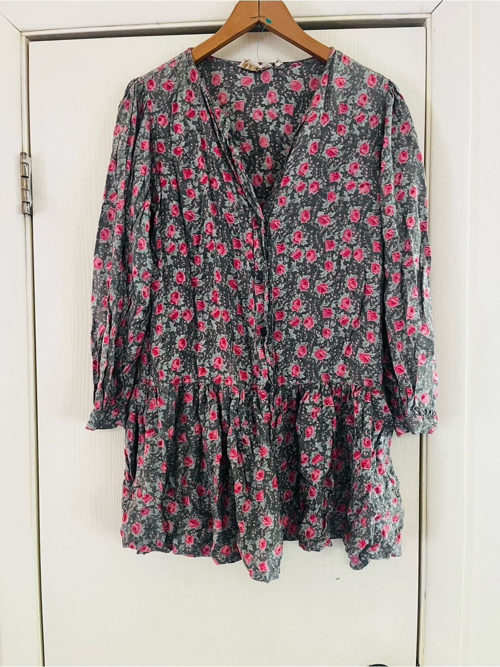 VTG 90s Rayon Made In India Boho Ruffle Cottagecore Festival Blouse Mini Dress S